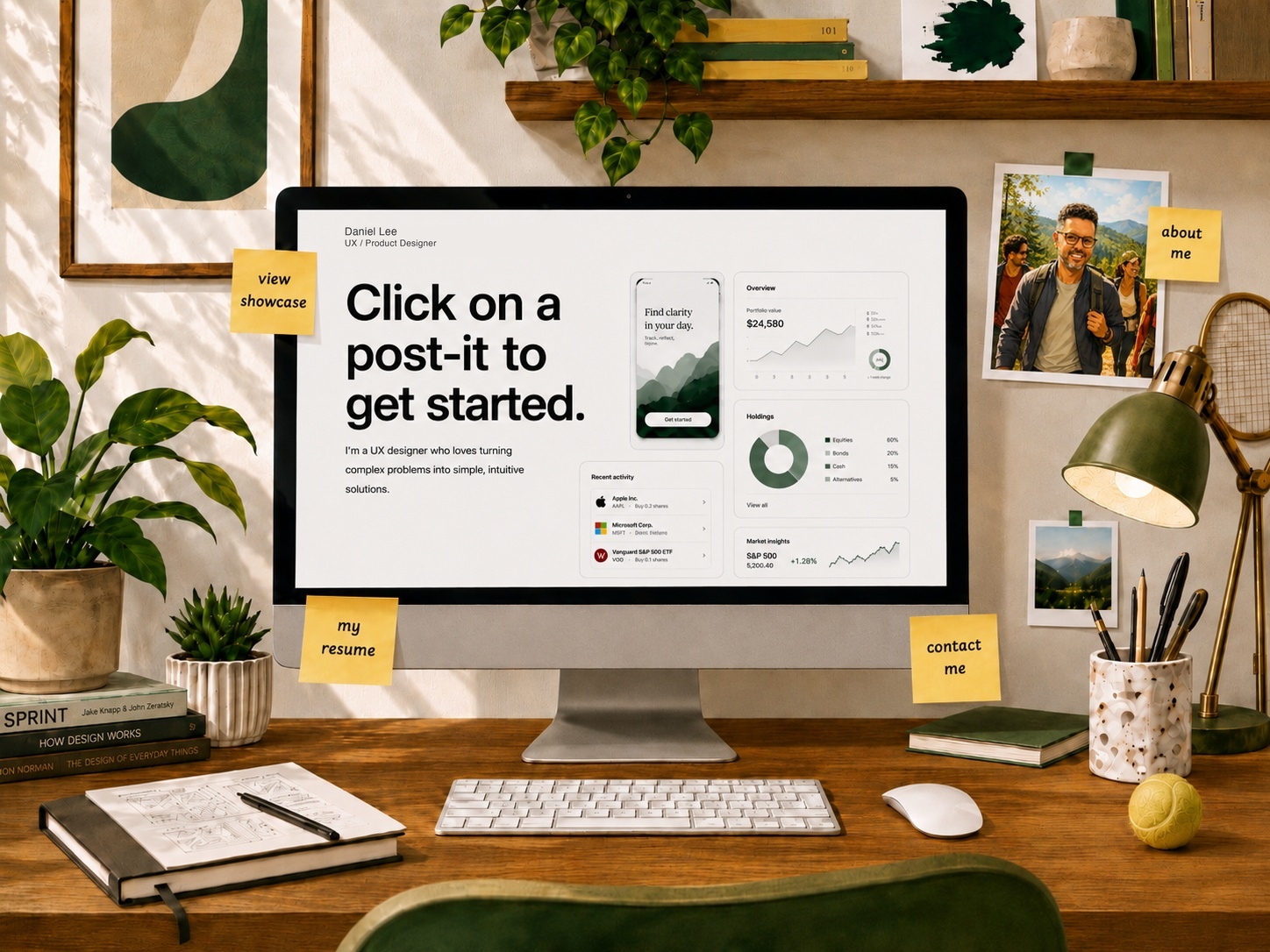 Portfolio desk scene